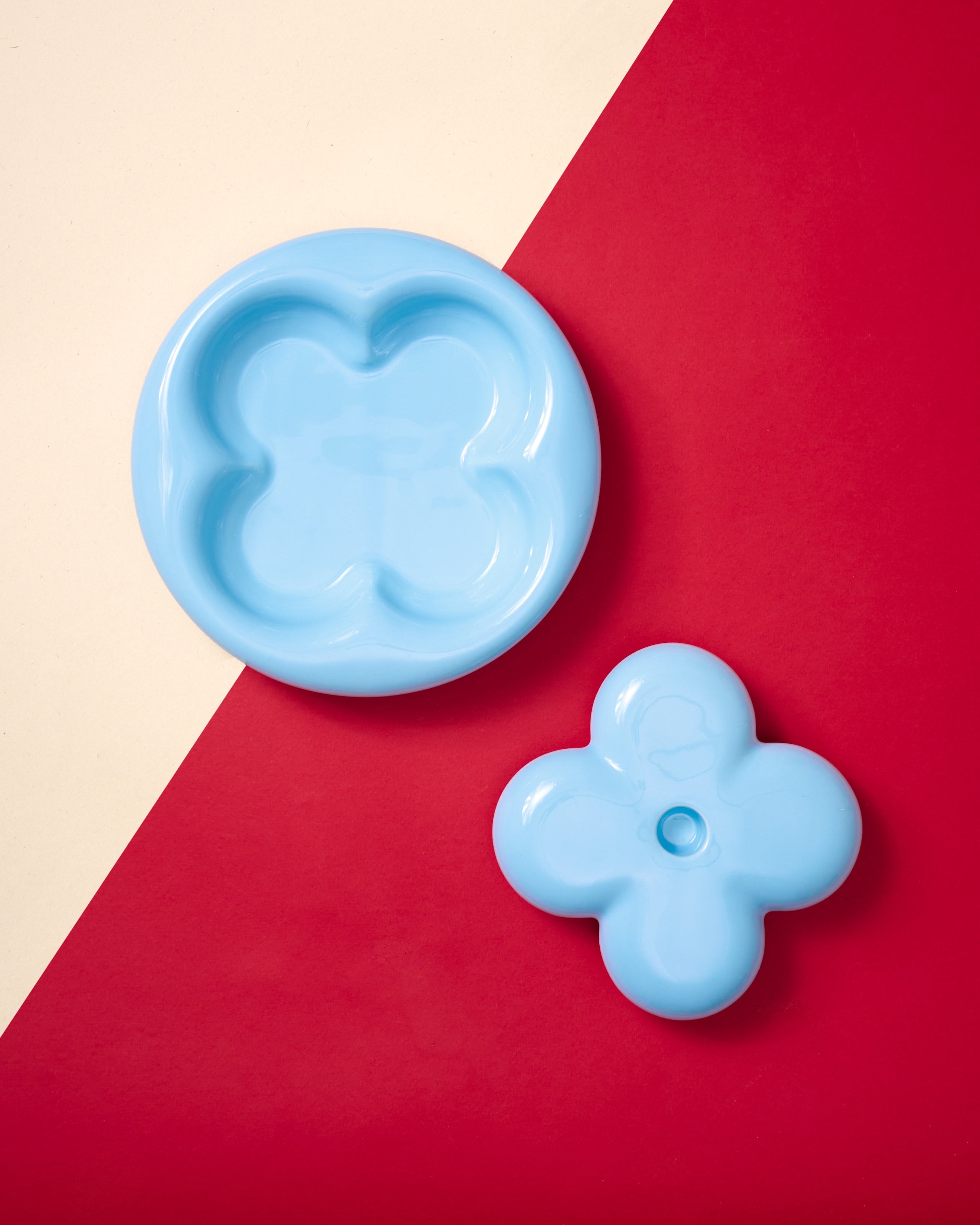 Folia modular candleholder tray in sky blue