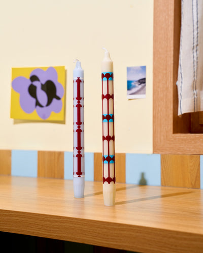 Arcade red blue and white pattern candlesticks