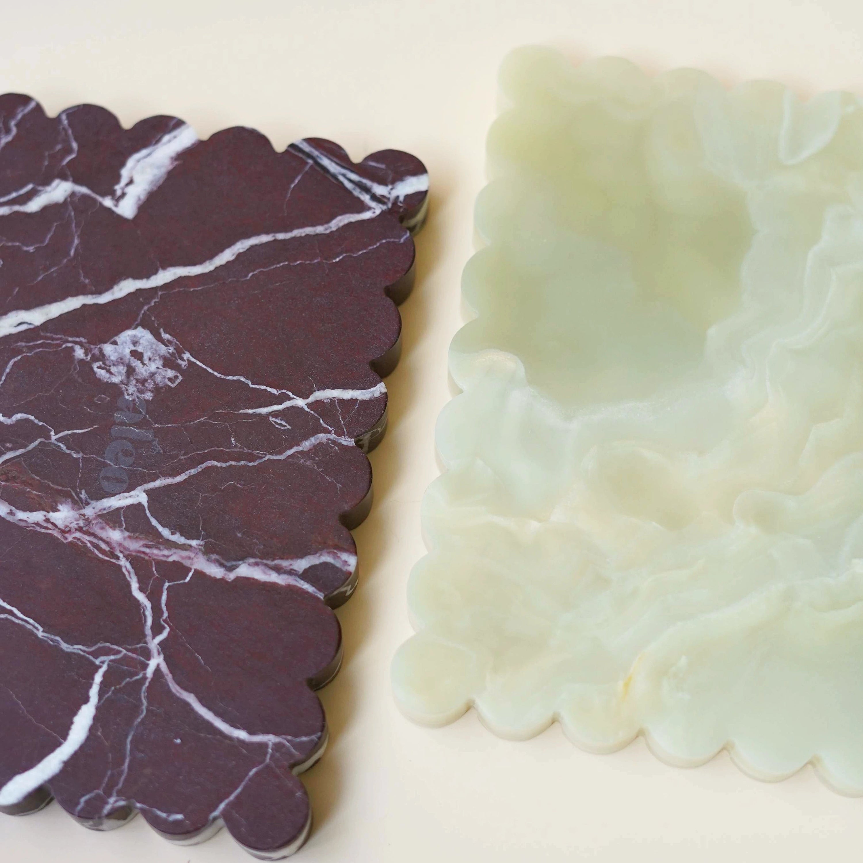 Rosa Levanto and Green Onyx Marble Trays